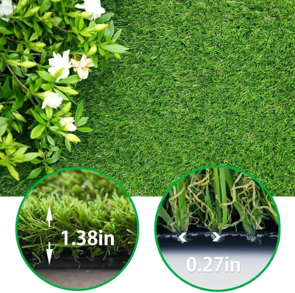 Rumput sintetis Premium, rumput rumput palsu kepadatan tinggi, taman rumput anjing hewan peliharaan yang tampak alami dan realistis