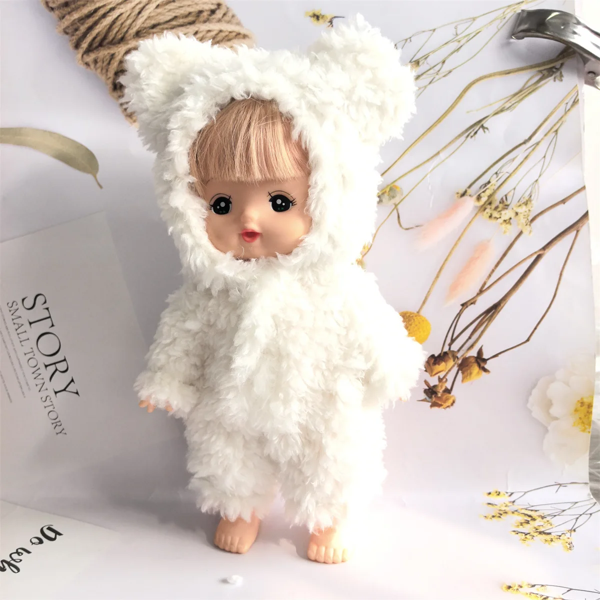 

Doll Clothes Fit 25cm Baby Doll Mellchan Toy 1/6 BJD Doll New Born Cute Soft Plush Bear Jumpsuit Suit Outfit Girls Kids Gift