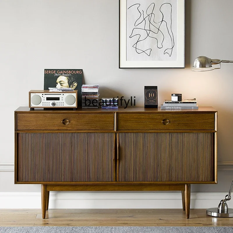 

zxqSideboard Cabinet Retro Living Room Solid Wood Chest of Drawers Storage Medium and Ancient Storage Cabinet Light Luxury Nordi