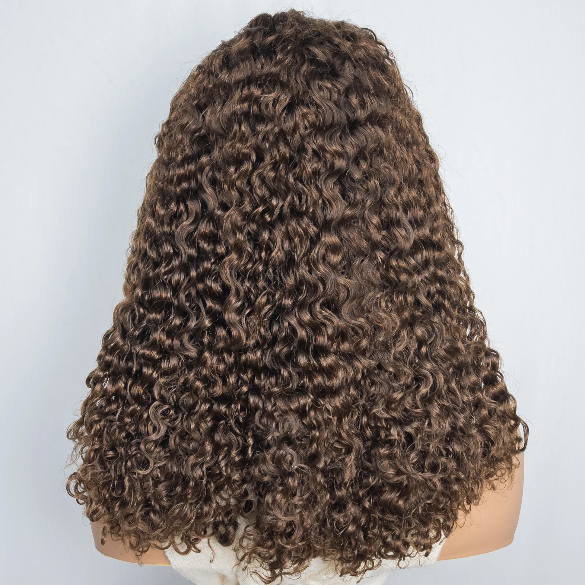 350% densidade bouncy encaracolado perucas de cabelo humano 13x4 hd laço frontal onda de água peruca de cabelo chocolate marrom brasileiro remy peruca de cabelo encaracolado