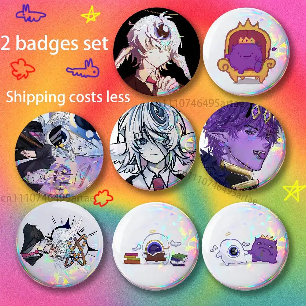 Wemmbu Eggchan Tax Duo 2-piece set Pins Backpack Clothes Jewelry Accessories Cartoon Round Brooch Button Badge Gifts