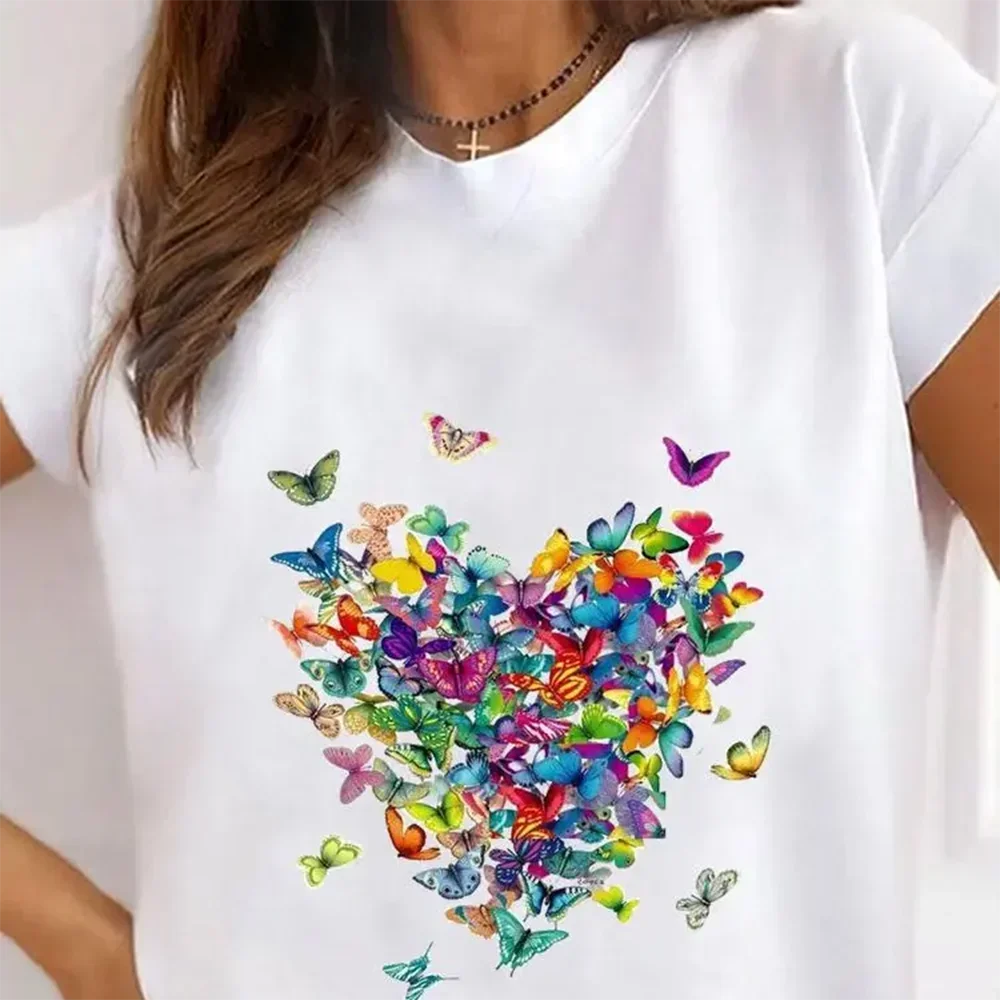 Short Sleeve Graphic Tee Butterfly 90s Cute Style Lovely Clothes Summer Ladies Print T Fashion Women's Female Clothing