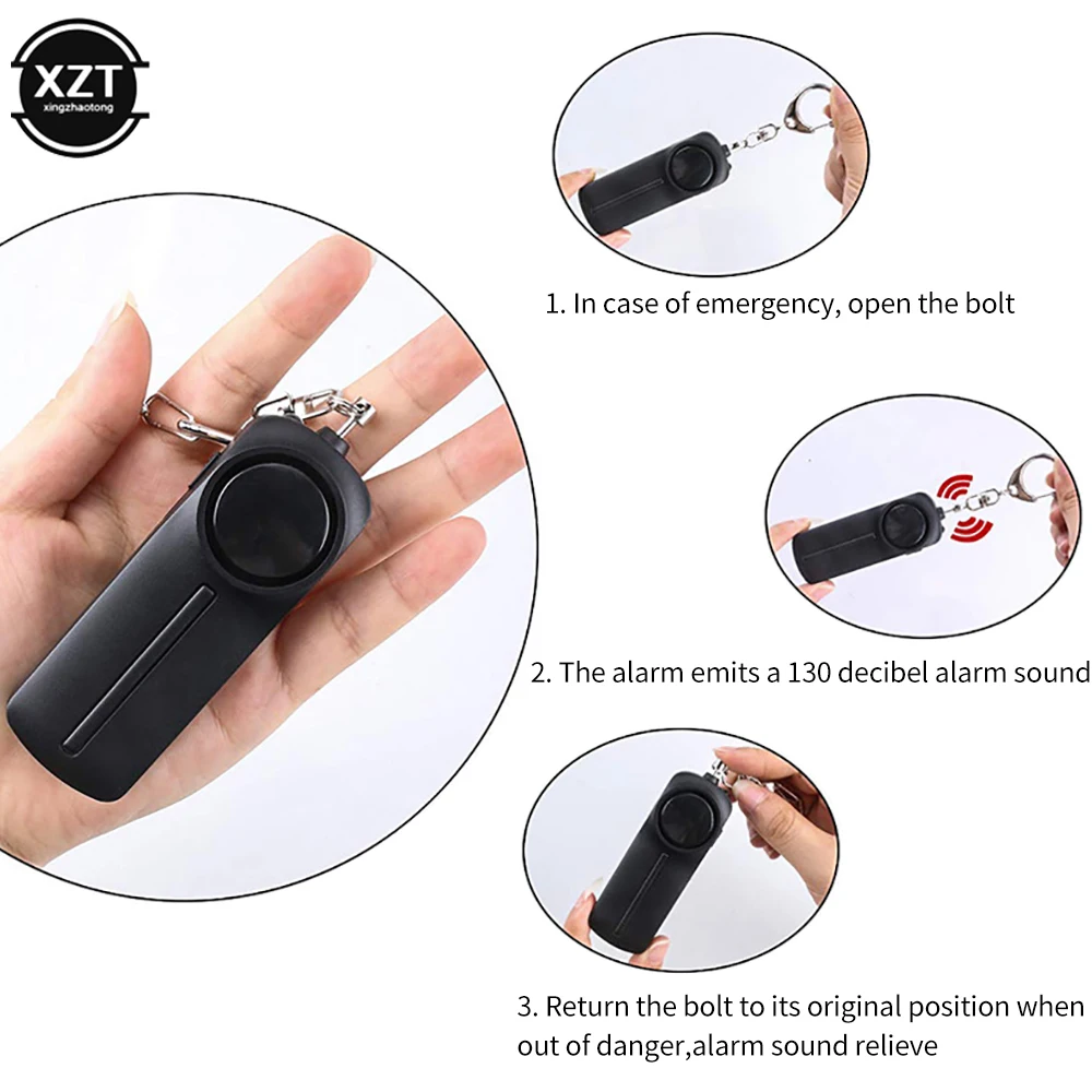 Mini Personal Self-Defense Alarm Emergency Security Alarm 130dB Alarm Sound Siren for Women Kid Safety Alarm with LED Flashlight