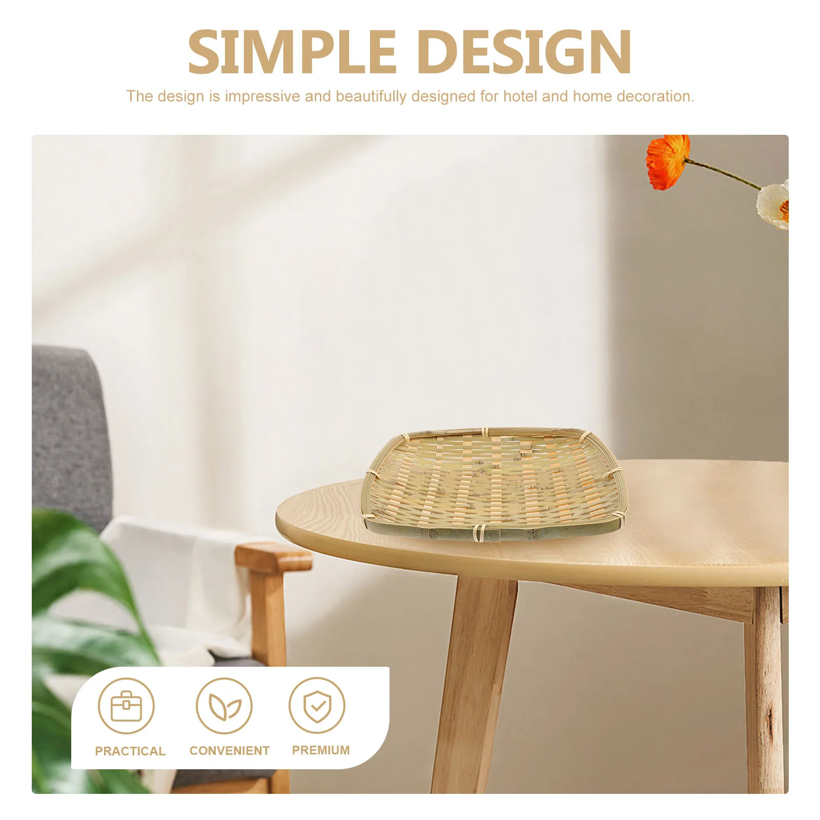 

Bamboo Woven Storage Home Use Strong Decoration Organizer Kitchen Pantry Countertop Food Serving Container