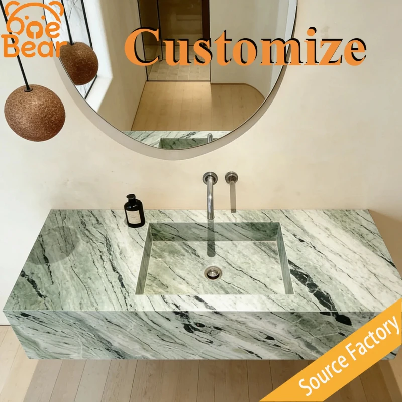 Luxury Integrated Marble Sink Whole Stone Glossy Finish Waterproof Anti Stain Wear Resistant Easy Clean Noble Home Bathroom