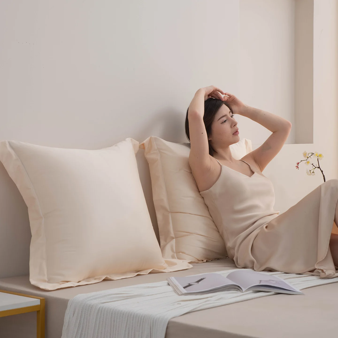 Nordic Style Pure Cotton Soft Pillow Cover Bedside Sofa Reading Pillowcase Luxury Sensation Backrest Cushion Cover Home Textile