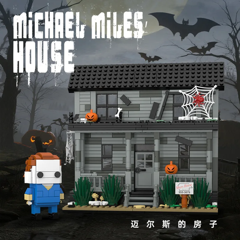 583 pezzi Nuovo Michael Myers House Building Block Set Film horror Iconico Street Architecture Modello Giocattoli Bambini Regali di Halloween