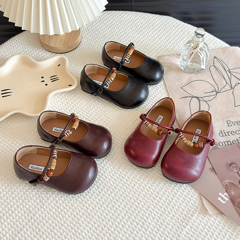 

2025 Spring Autumn New Children Leather Shoes for Girls Fashion Korean Style Soft Bottom Anti-slippery Versatile Princess Shoes