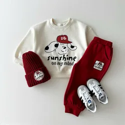 Ensemble de vêtements à manches longues pour bébé, sweat-shirt et pantalon de dessin animé pour bébé, tenues sportives pour tout-petits, imbibés, automne, nouveau, 2025, 2 pièces