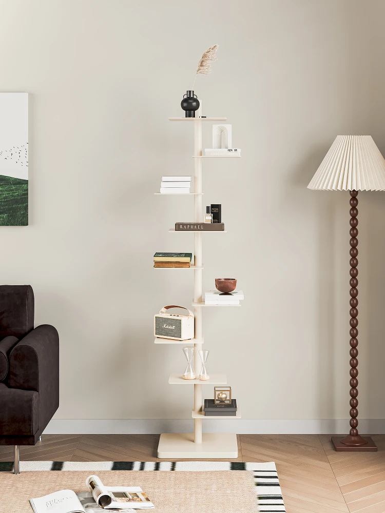 Creative minimalist multi-layer invisible bookshelf rotatable adjustable floor shelf living room bedroom advanced storage rack