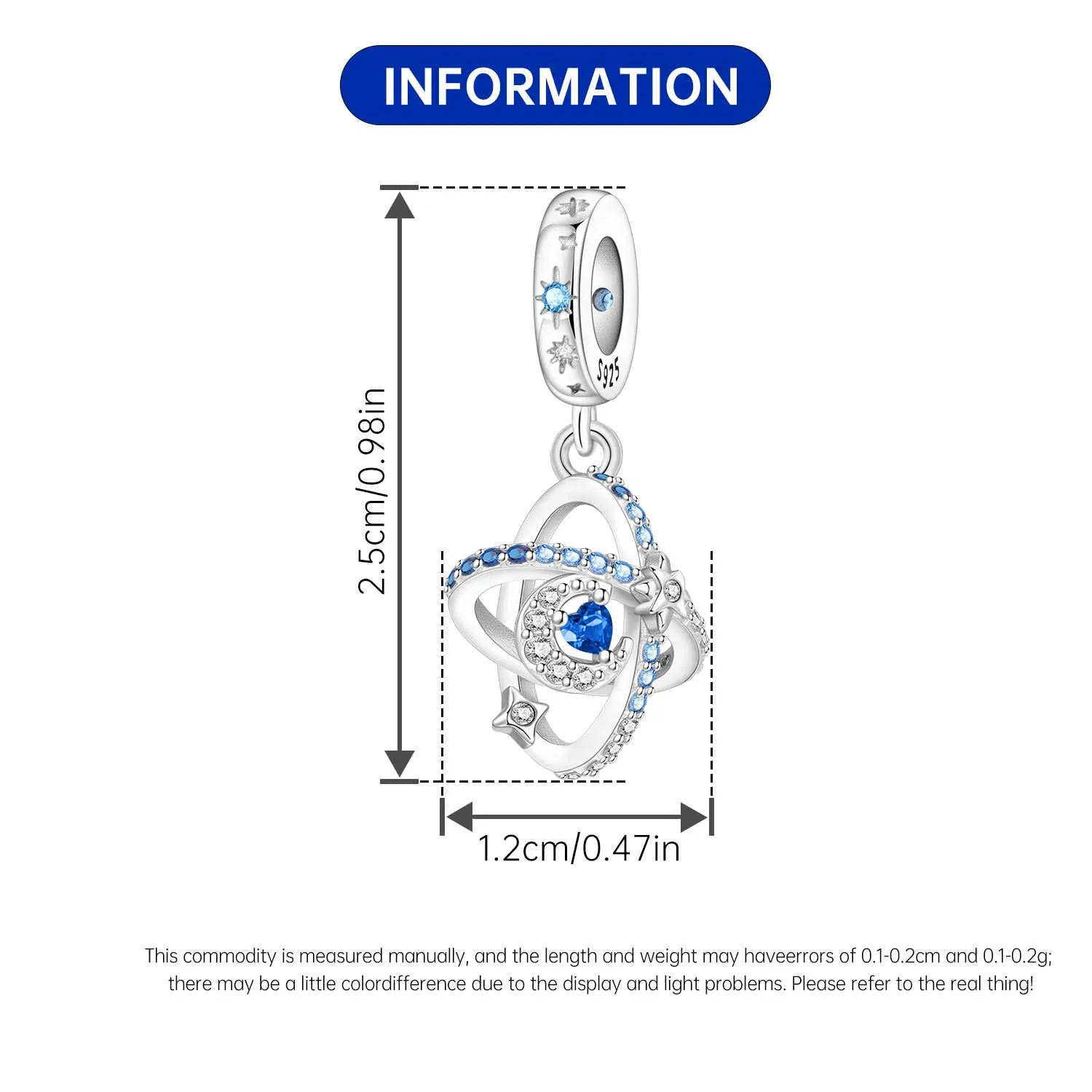 Orstarry 925 Sterling Silver Luna Traiettoria Ciondolo Perline Pendenti originali Bracciale Gioielli con ciondoli Regali fai da te per feste