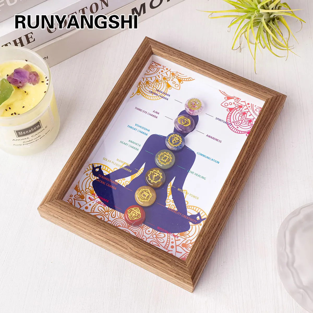 

1PC Natural Healing Health Energy Gem Seven Chakra Photo Frame Home Decoration Desktop Decoration Gift