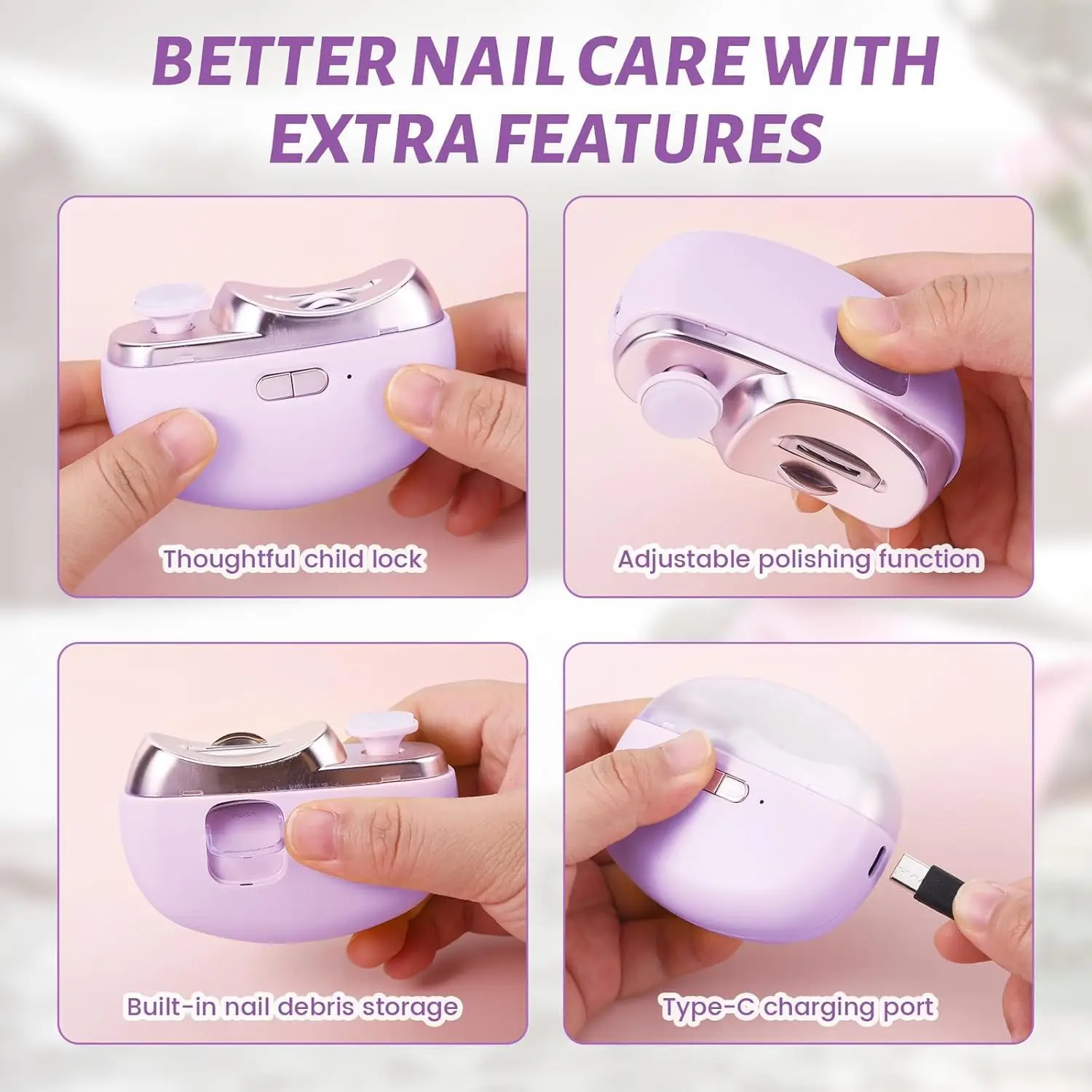 Picture 6: 3 in 1 automatic electric nail trimmer (with grinding function two-speed speed regulation suitable for the elderly children