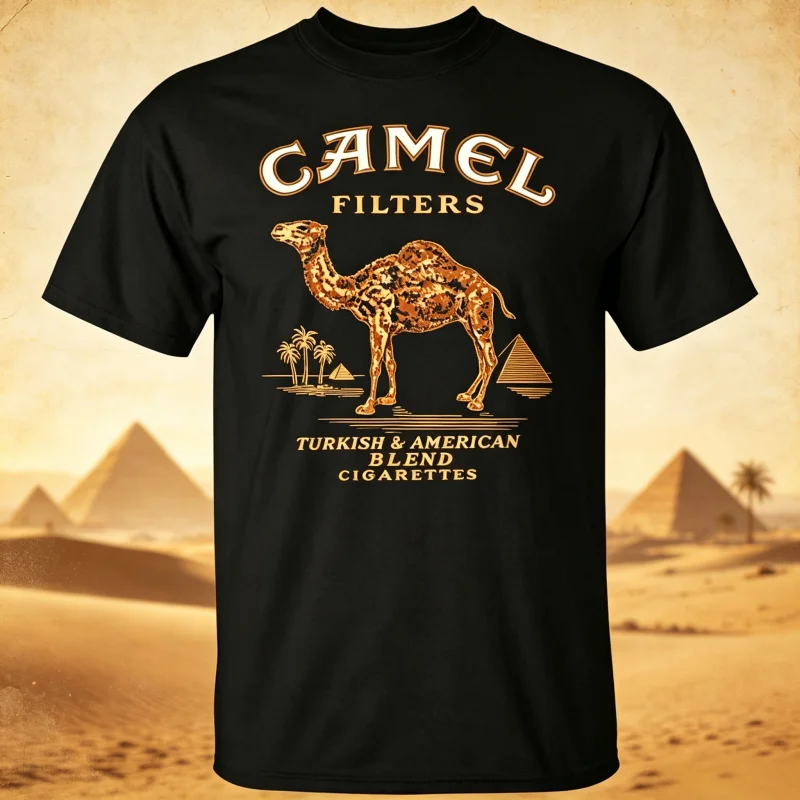 Camel Cigarette Pyramid Classic Graphics T-Shirt, 2026 New American Style Tough Guy Men's Fashion Streetwear Hot Selling