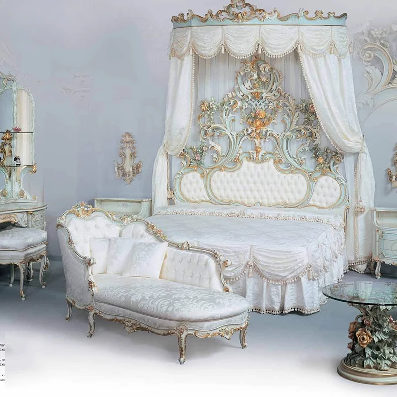 

White European Bed Frame Princess High Quality Master Bedroom Design Bed High Quality Confortable Wedding Muebles Home Furniture
