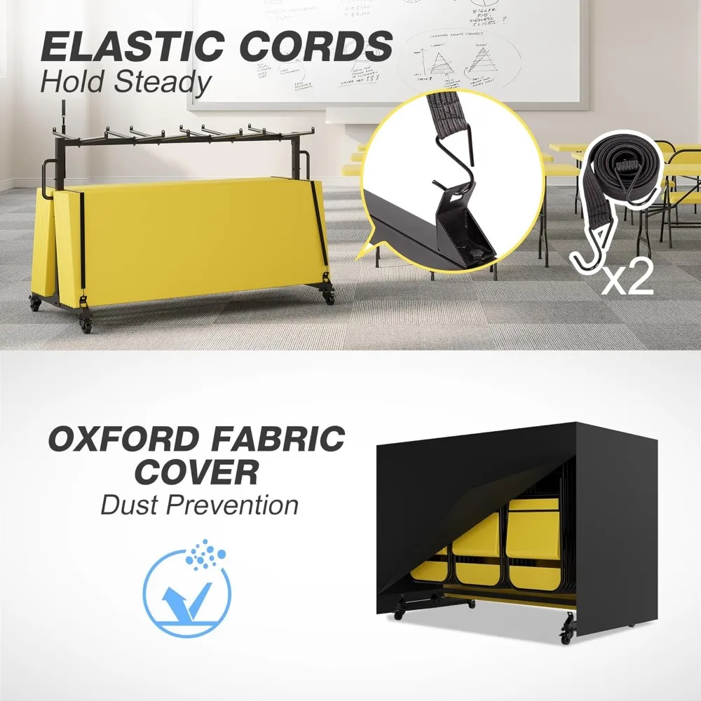 عربة تخزين كرسي معدنية قابلة للطي شديدة التحمل مع طبقة واحدة لـ 42 كرسيًا أو 12 طاولة، تدعم ما يصل إلى 500 رطل