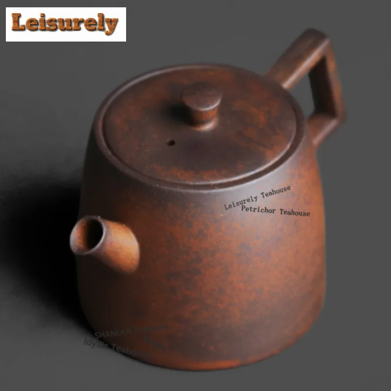 Rock Mineral Clay Material Square Rhythm Teapot Aesthetic Tea Infuser Pot Tea Brewing Kettle With Strainer Chinese Tea Set Gift