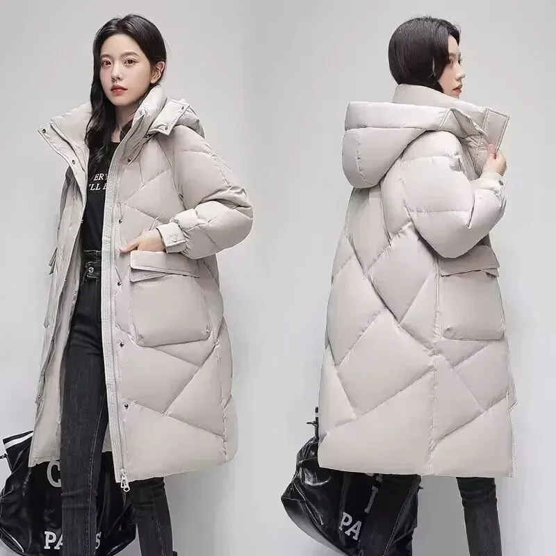 New Winter Women Parka Hooded Jackets Thicken Warm Cotton-padded Puffer Coats Casual Long Parkas Clothes Loose Outerwear