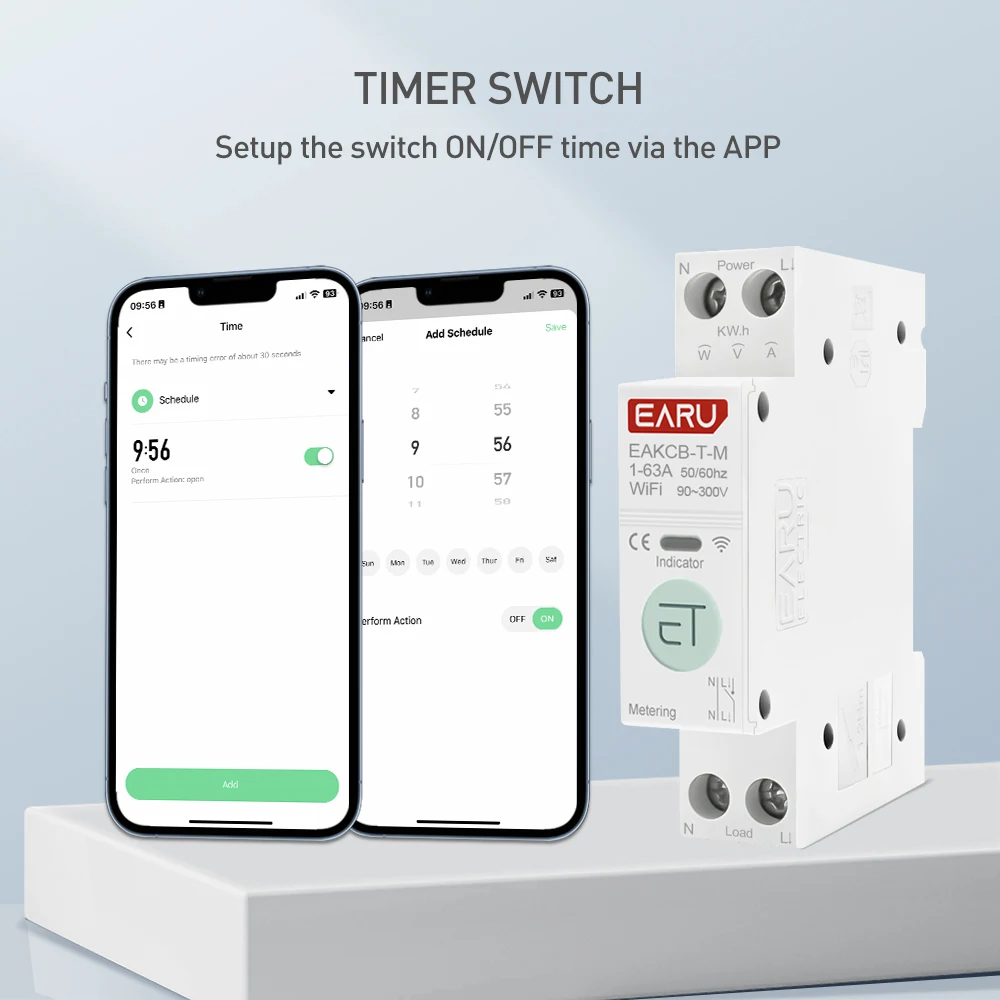 Tuya WiFi Smart Circuit Breaker MCB Timer 1P+N 63A Power Energy kWh Voltage Current Meter Protector Voice Remote Control Switch