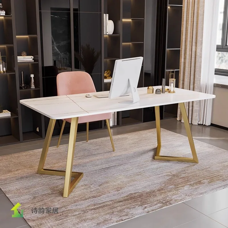 Italian rock slab desk computer desk simple light luxury live broadcast medical beauty salon consultation reception face-to-face