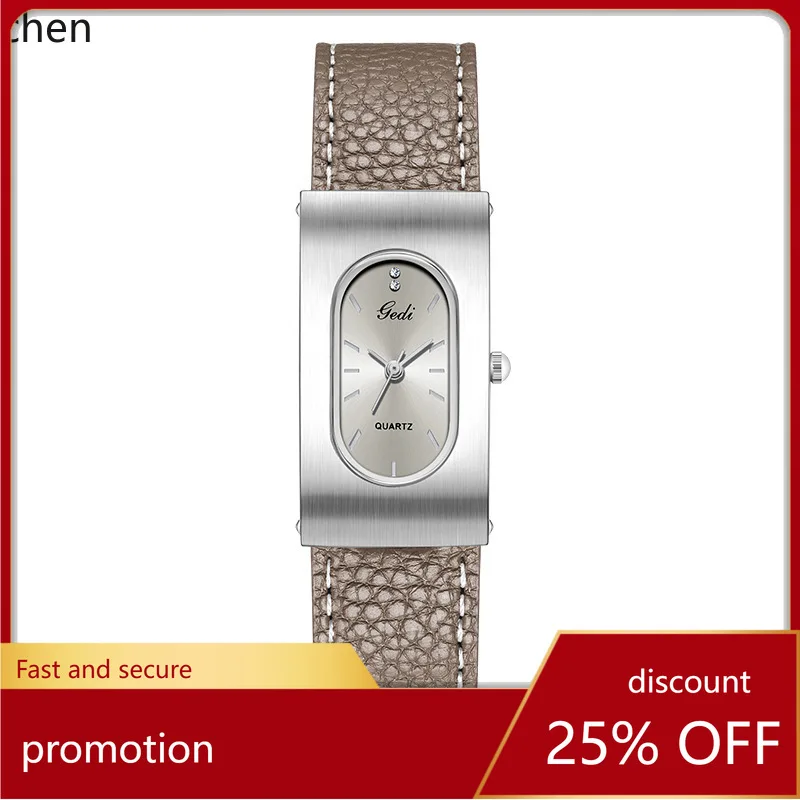 

Zml retro minimalist leather strap watch - niche, high-end oval quartz women's watch - stylish timepiece