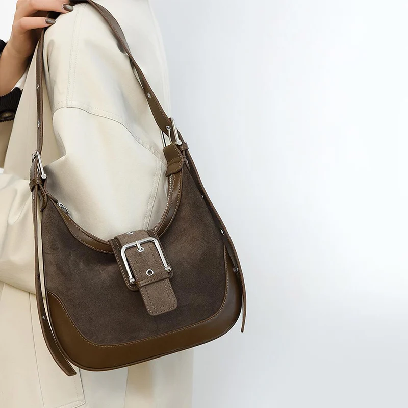 

Высококачественная брендовая дизайнерская сумка на плечо, роскошные стильные сумки через плечо, модная сумка в стиле ретро, сумки премиум-класса из матовой замши, сумки подмышки