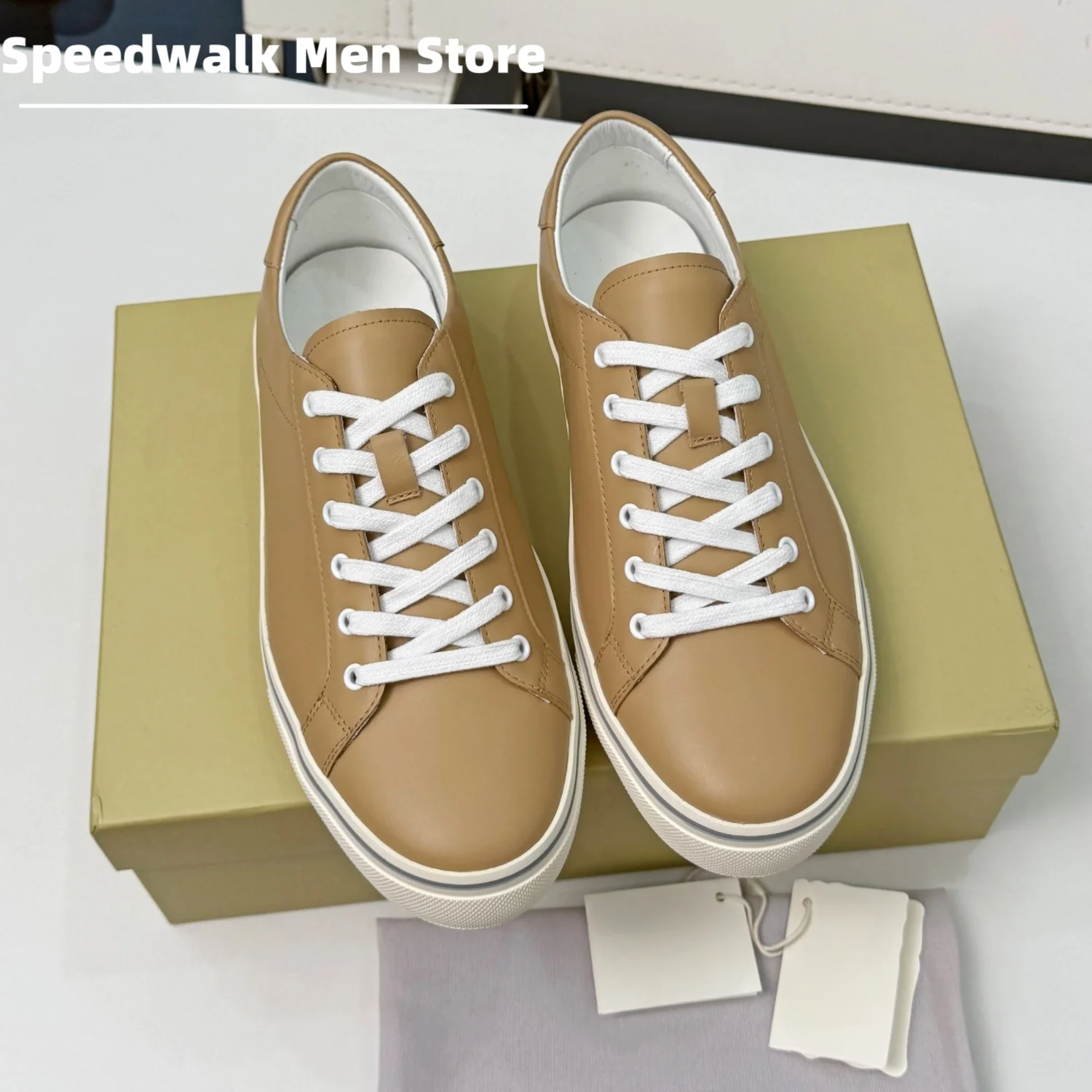 Men Genuine Leather Low Top Sneakers Minimalist Flat Rubber Sole Non Slip All Match Daily Casual Walking Skate Shoes