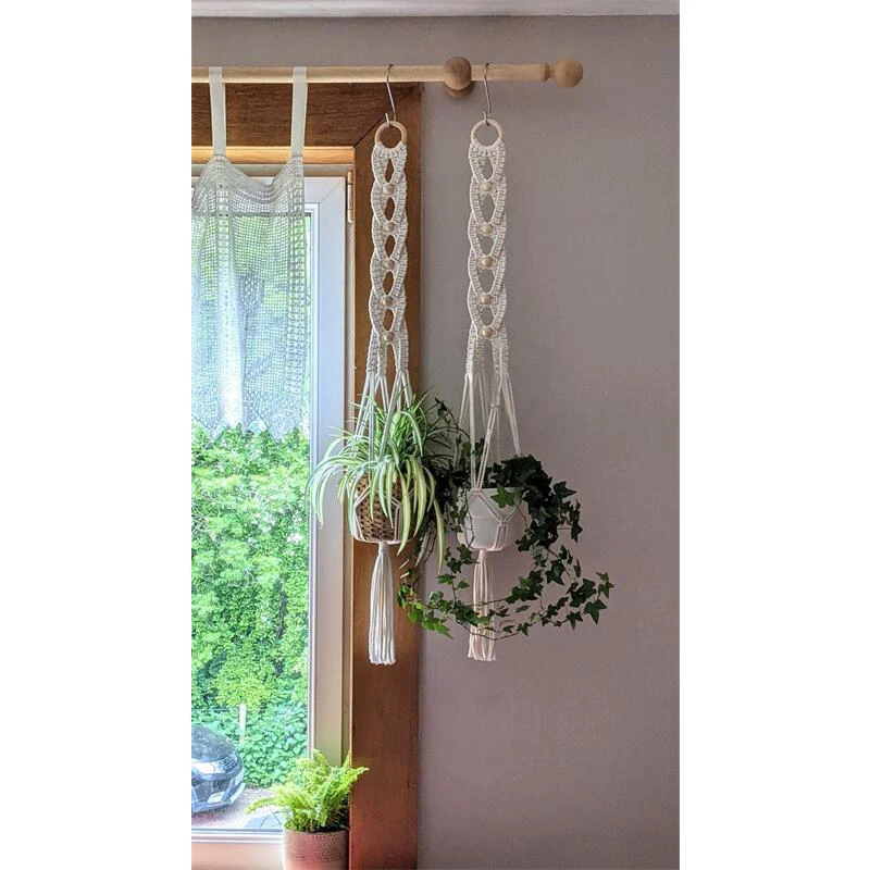 Macrame Wall Hanging Plant Holder Bohemian Style Planter Cotton Hand Weaving Flowerpot Net Bag For Home Decor Wall Decoration