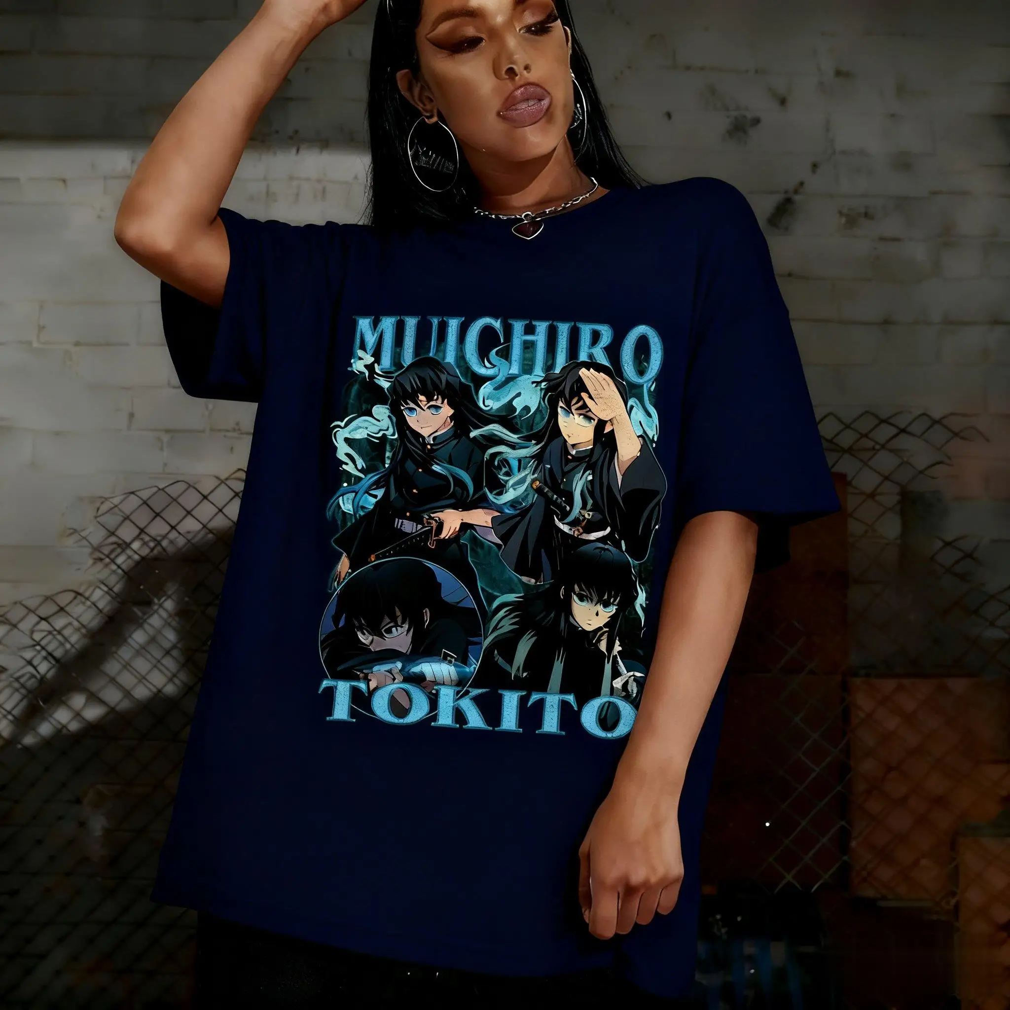شيطان القاتل Muichiro Tokito أنيمي الجرافيك تي شيرت الرجال النساء القطن قصير الأكمام المحملة 2026 الصيف بلايز عادية الشارع الشهير الموضة