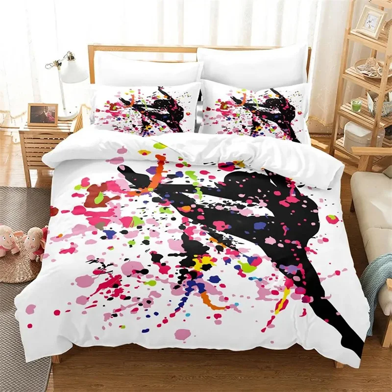 Cartoon Ballet Dancing Girl Print Polyester Bedding Sets Child Kids Covers Boys Duvet Cover Set For Teens King Size Bedding Set