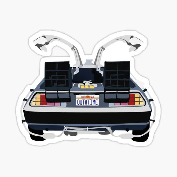 Back To The Future Delorean Outatime  5PCS Stickers for Window Stickers Car Decorations Cartoon Luggage Bumper Wall Decor