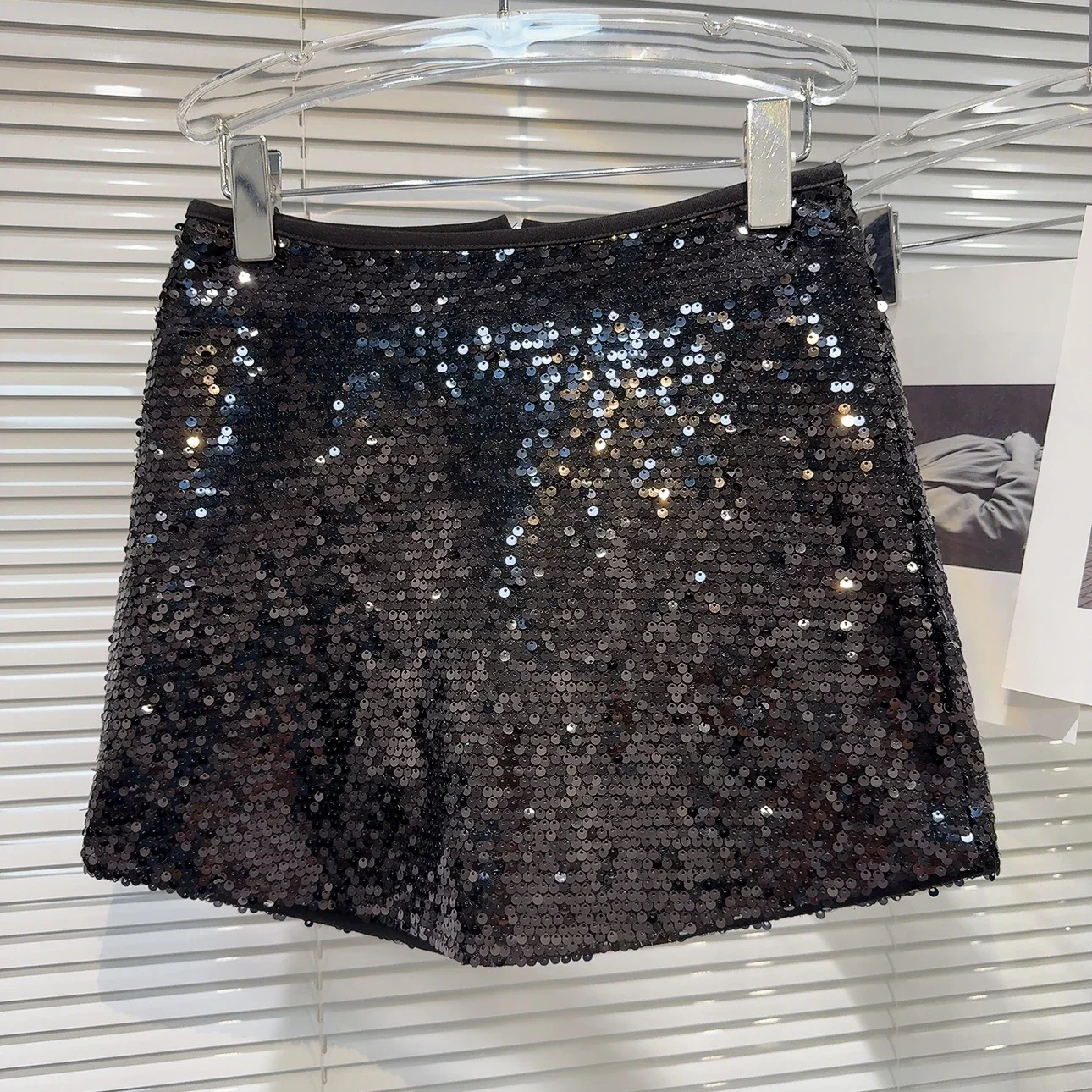 fashion Solid Color Sequined Fabric Skirt Women 2024 Autumn New Sexy Girl Hip Skirt Mini Black Skirt Korean Fashion Clothing