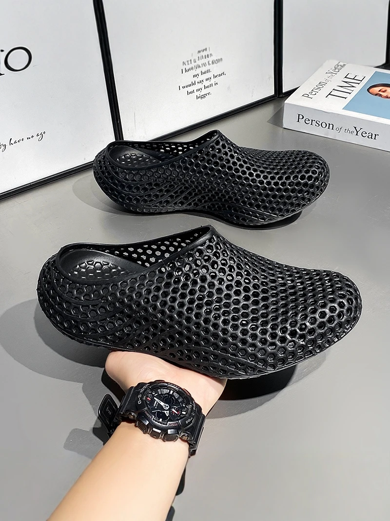 3D Printed Men's Sandals Summer Outdoor Wear Soft Bottom Sports Driving Water-Resistant Slip-On Shoes Casual Low-Top EVA