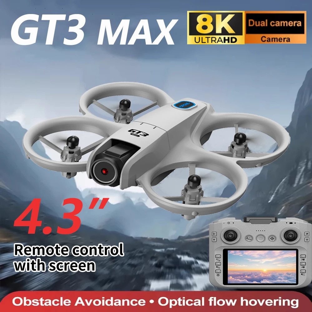 

НОВЫЙ Дрон GT3 8K Professional GPS HD 180 ° Двойные камеры 5G WIFI Бесщеточные двигатели для предотвращения препятствий FPV Складной квадрокоптер Игрушки