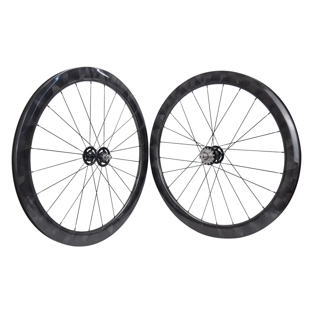 

700C Full Carbon Fiber Track/Fixed Gear Bike Wheelset 50mm Depth 25mm Width Clincher Tubular Bicycle Wheels front 100 rear 120mm