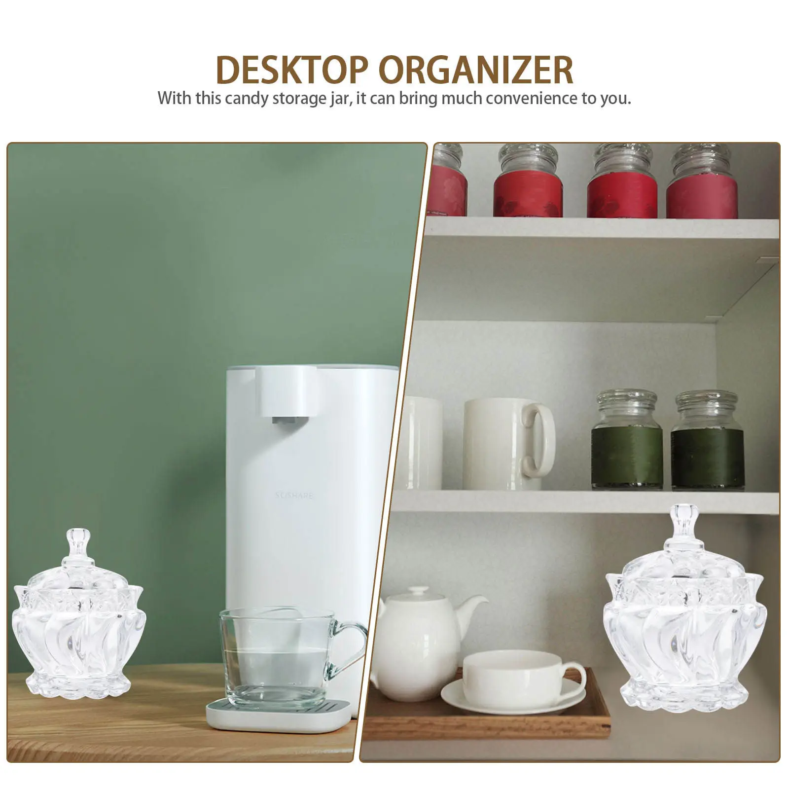 Glass Candy Jars 2 Piece Transparent Snack Containers for Dry Fruit Pantry Kitchen Decorative Storage view 2