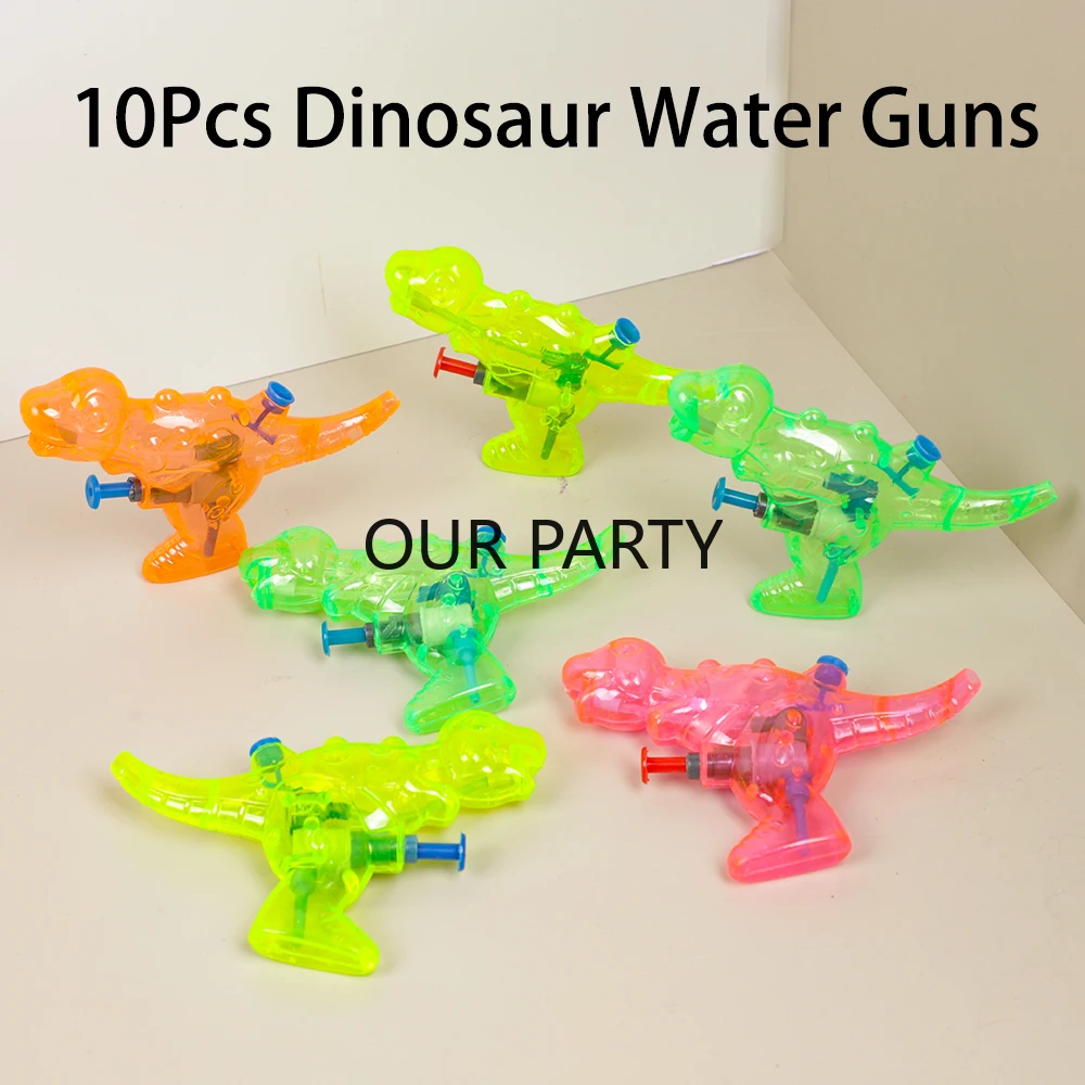 Pistolas de agua de dinosaurio transparentes, juguetes de piscina de verano para niños, recuerdos de fiesta de cumpleaños, recuerdo de Baby Shower, regalo, rellenos de piñata, 10 Uds.