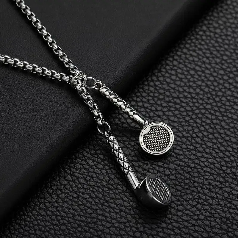 Hip Hop Earphone Punk 2025 Fashion Pendant Necklace for Women Man Unisex Metal Headphone Chokers Necklaces High Street Jewelry