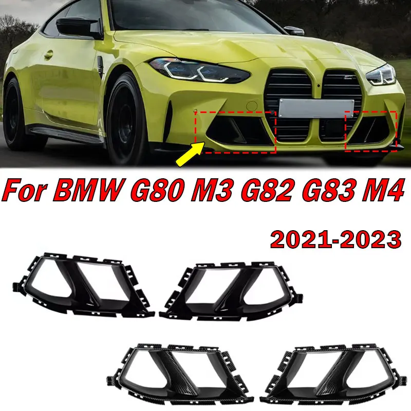 

For BMW G80 M3 G82 G83 M4 20212022 2023 Auto Front Bumper Side Air Vent Cover Car Fog Lamp Cover Decorative Carbon Glossy Black