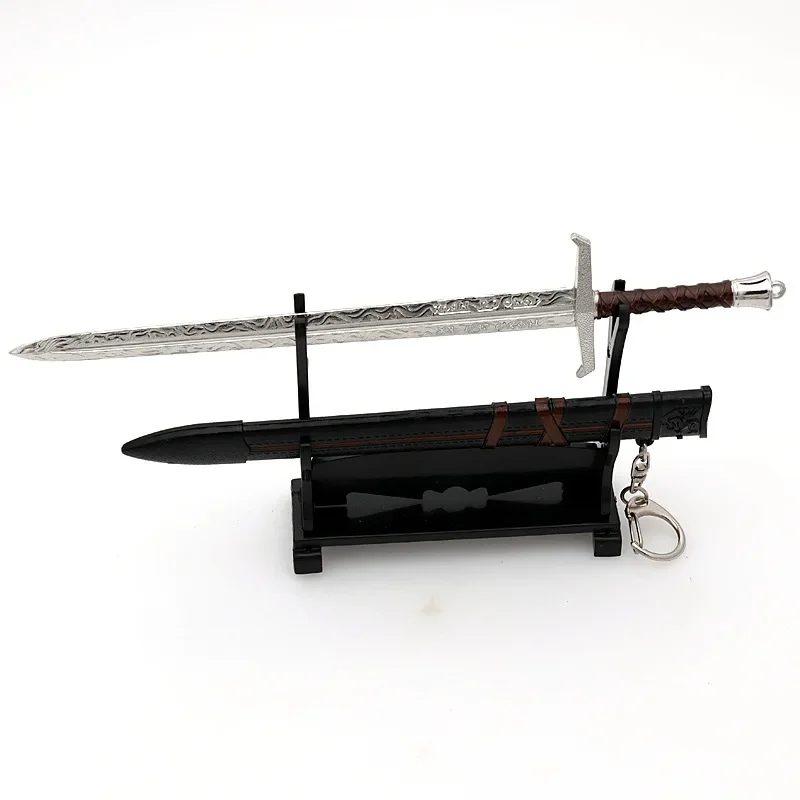 22cm Medieval Arthur Pendragon Samurai Sword Metal Katana Keychain Uncut Blade Model Collection Christmas Gifts Toys for Kids