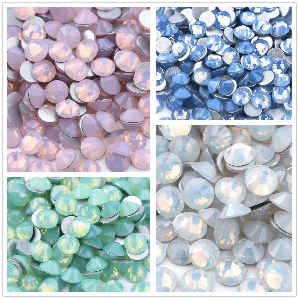 

All Sizes Opal Colors Crystal Nail Art Jewelry Stones Non hot fix Flat Back Glitter straa Rhinestones For Nail Arts Decorations