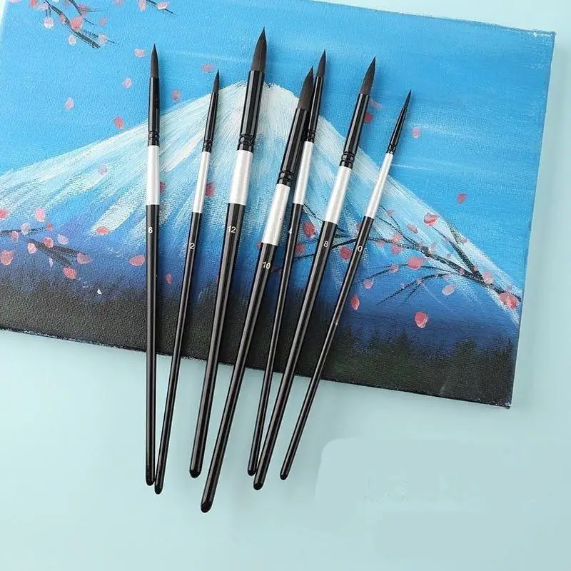 7-Piece Set of Round Brushes, Watercolor and Acrylic Paint Brush Set, Professional Artist Quality, Suitable for Ink and Gouache