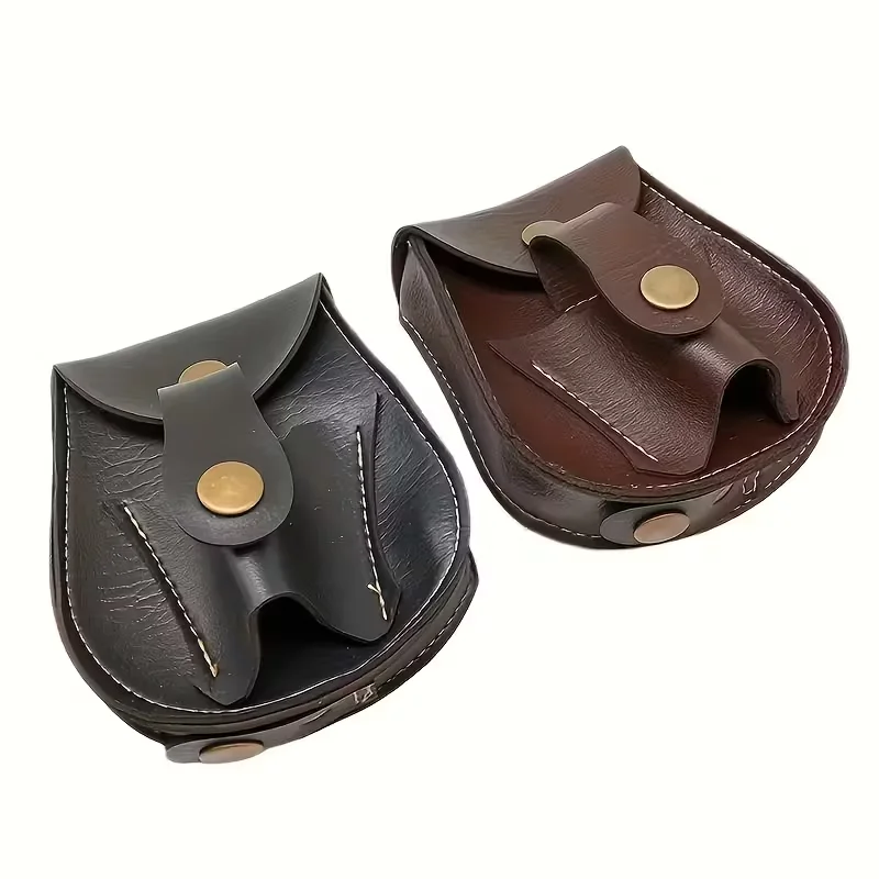 Slingshot Holder Bag Sports Hunting Leather Steel Balls Bag Portable Steel Ball Storage Bag, Snap Closure Elastic Magnetic