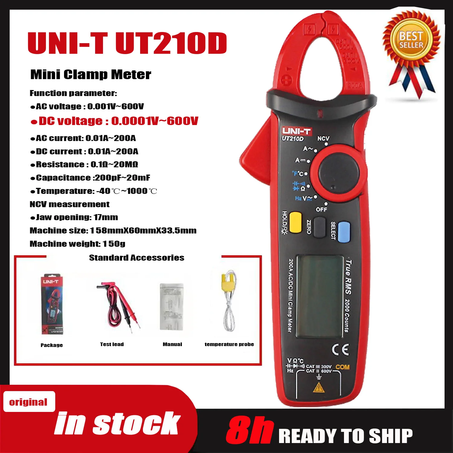 UNI-T Clamp Meter UT210E UT210D UT210C UT208B UT207B UT206B UT205E Digital Ammeter Pliers Amperimetric Clamp