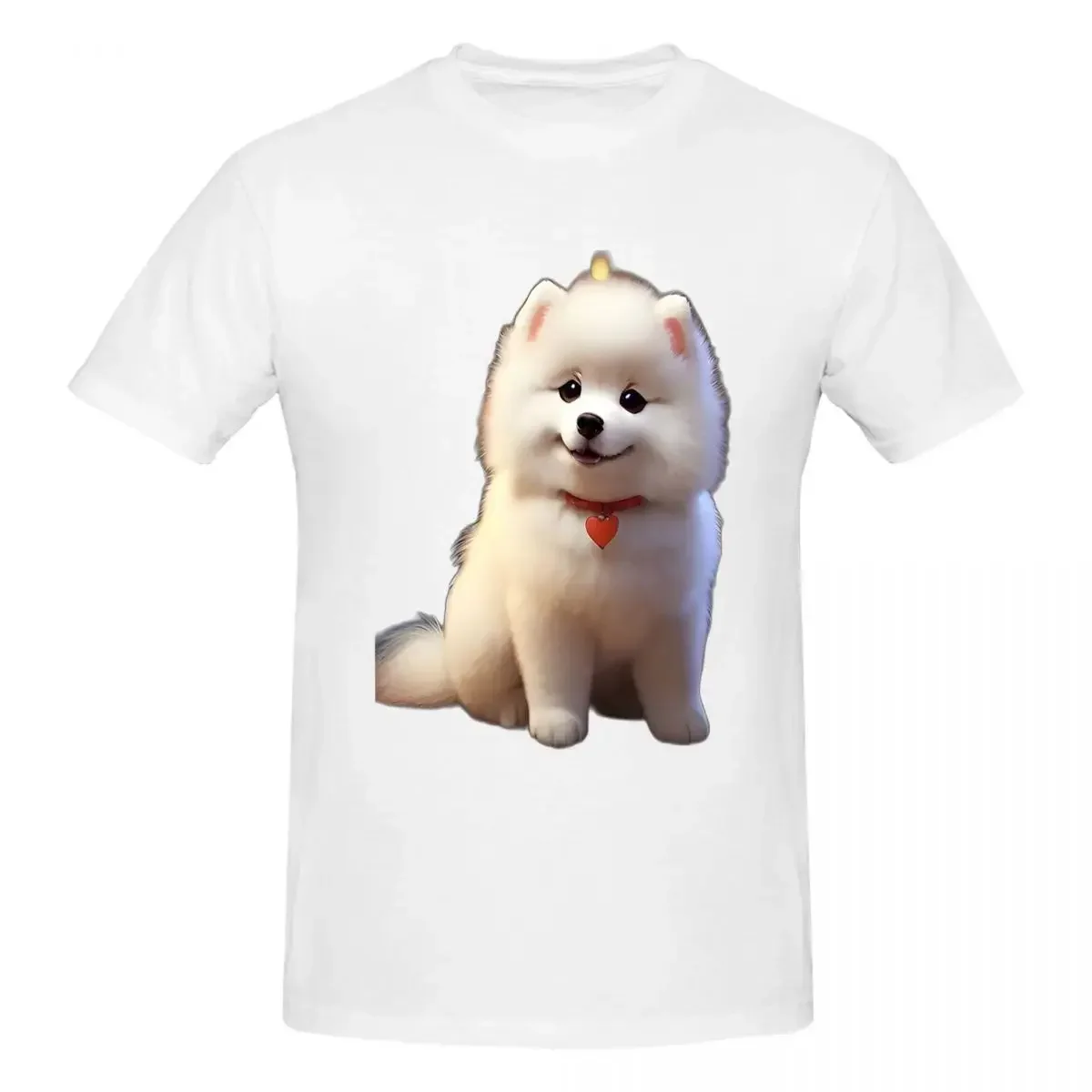 Cute Little Samoyed Dog 100% Cotton T-shirt Unisex Oversized T Shirts Men crew Neck Short Sleeve S-6XL