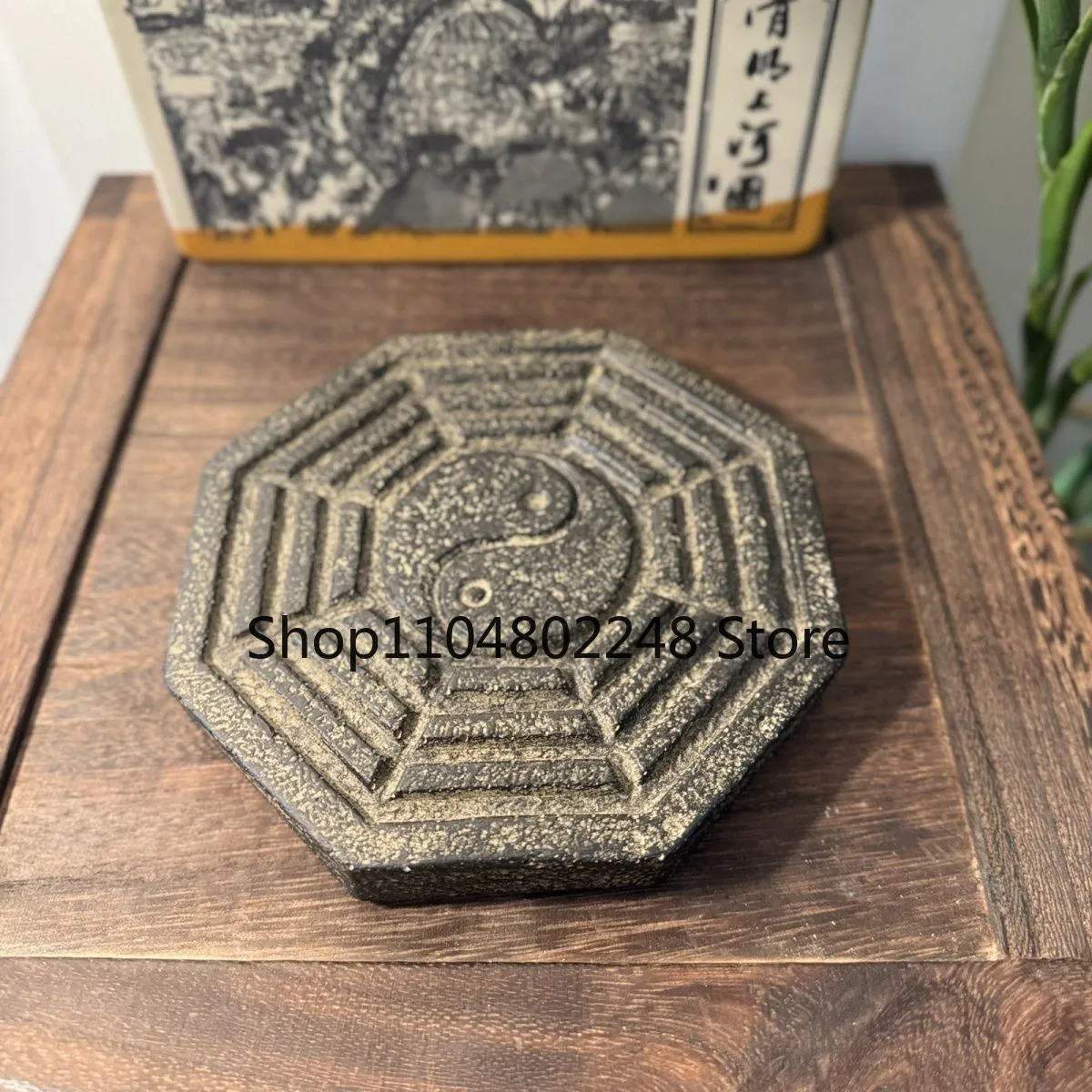 13.5cm Hand Carved Feng Shui Decor Chinese Ornament Taiji Bagua Stone Statue