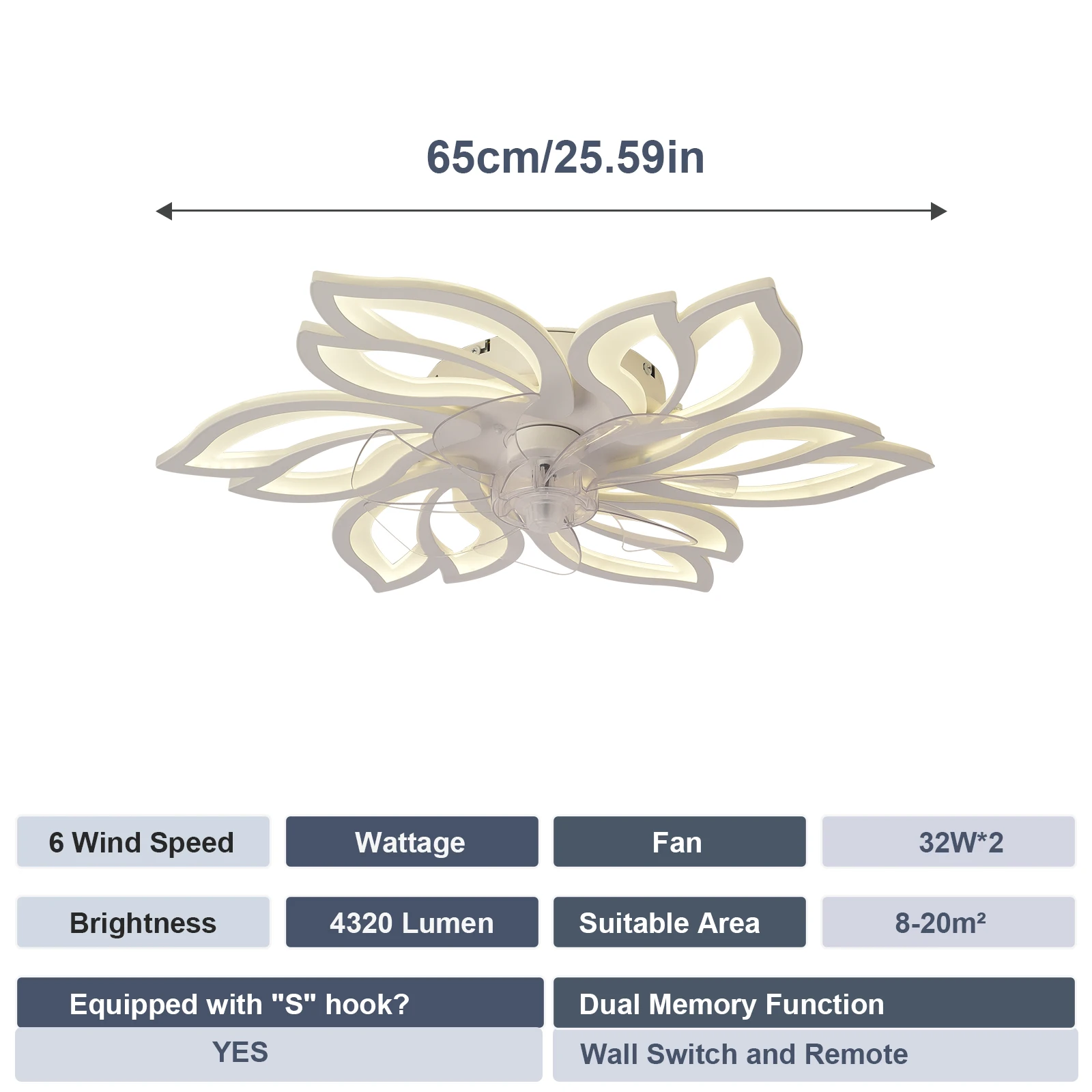 Plafondgemonteerde ventilatorlamp met stille ventilator, instelbare windsnelheid, dimbare LED-verlichting, uitgerust met afstandsbediening
