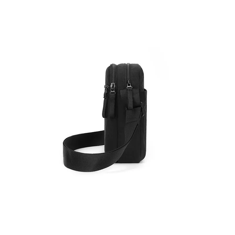 AOTIAN Men Black Nylon Oxford Crossbody Bag with Wide Strap Casual Messenger Shoulder Bag Minimalist Travel Daypack for Daily