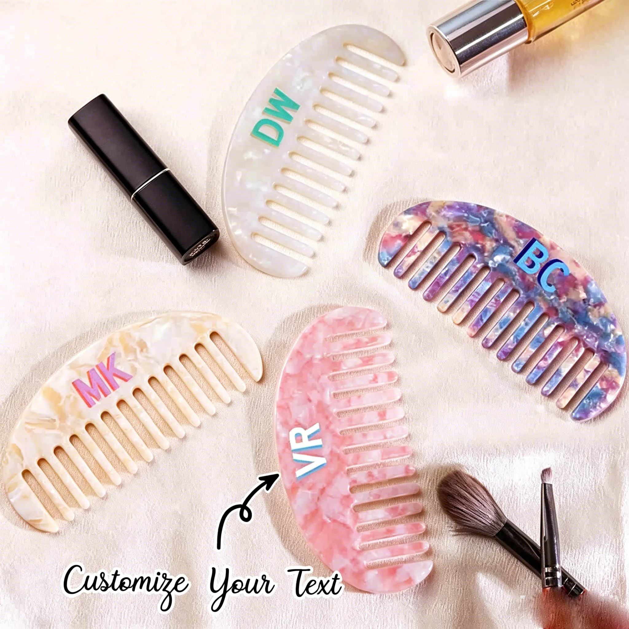 1PCS Personalized Comb,Wide Tooth Comb,Acetate Hair Comb With Name,Shadow Monogram Hair Comb,Bachelorette Party Gift,Wedding Bri
