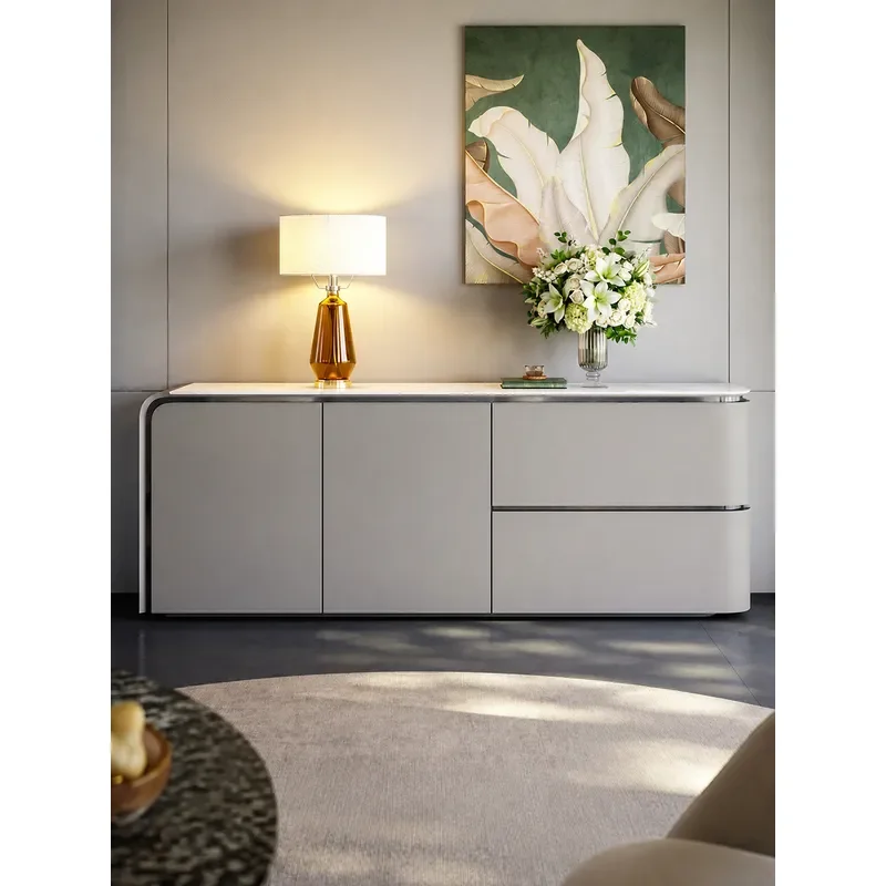 Italian Minimalist Dining Side Cabinet Living Room Entrance Storage Modern Wall Decorative Tea Cabinet Light Luxury Console
